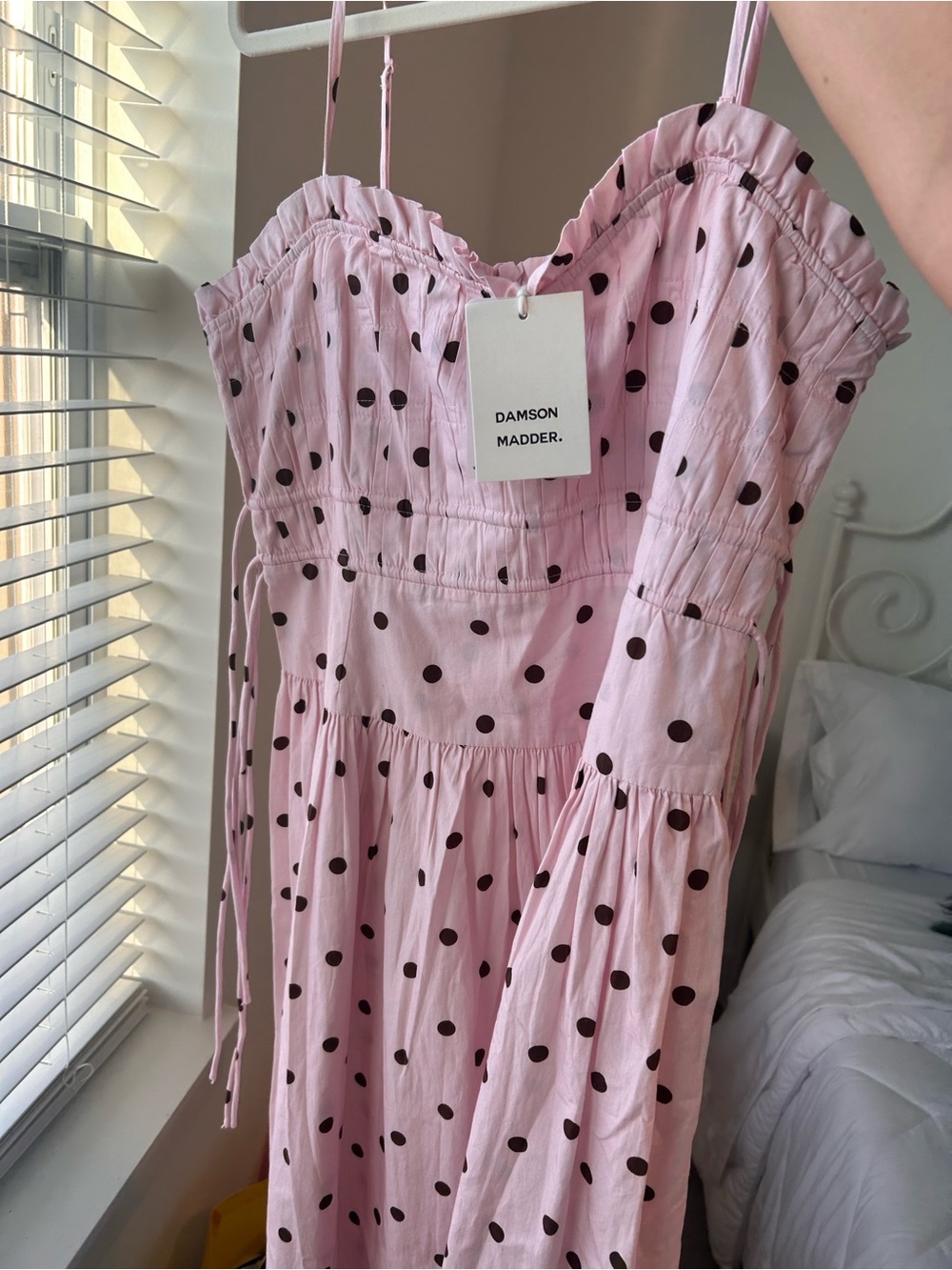 Damson Madder Pink Polka Dot Midi Dress - Heavy Cotton